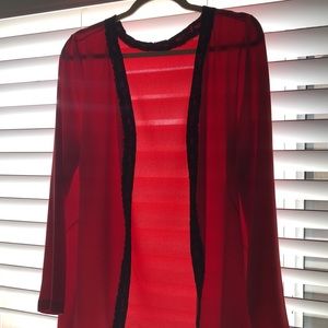 Handmade design, one of a kind red cardigan.